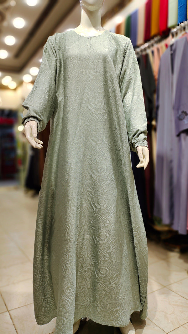 SH Fukro Front Close Maxi Abaya-Mint Green