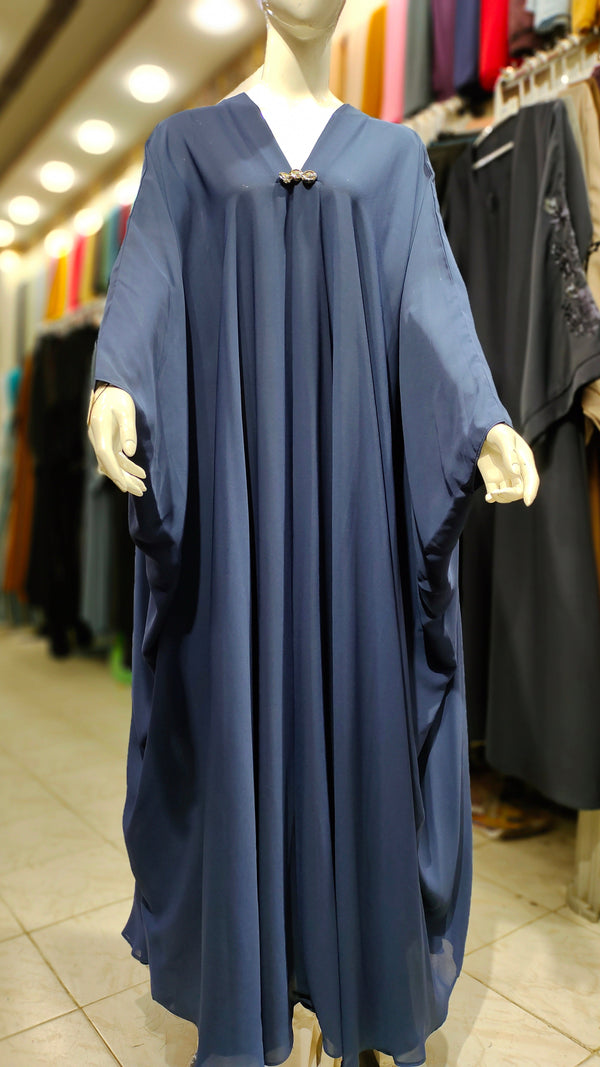 Arabian 3 Button Abaya – Butterfly Style-Navy Blue