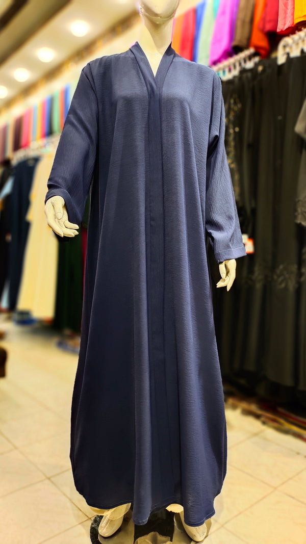 CEY Plain Front Open Abaya – Lightweight Imported Dubai Fabric - Navy Blue