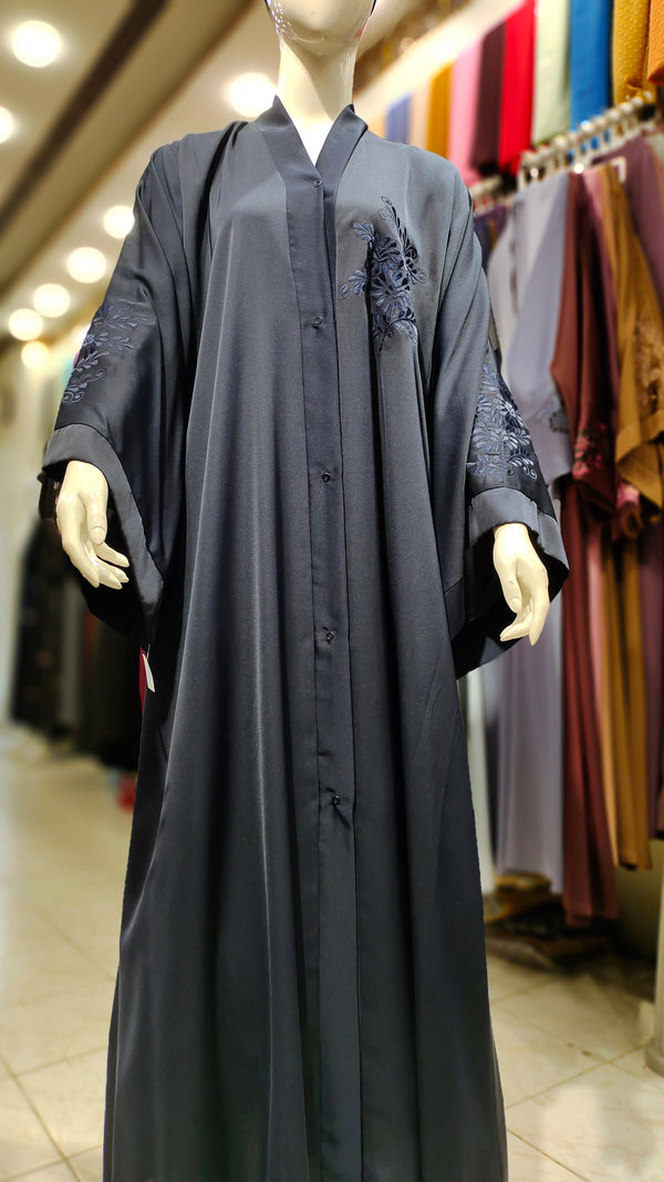 Bunch Karahi Colour Abaya – Front Open-Navy Blue