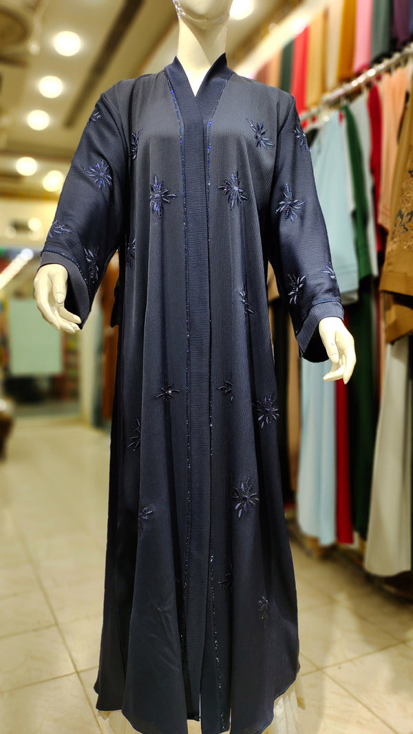 Zoom DMC EMB RH Abaya – Front Open-Navy Blue