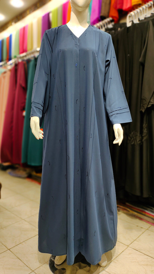 Marble Georgette Abaya with DMC Stone – Lightweight Dubai Fabric - Navy Blue