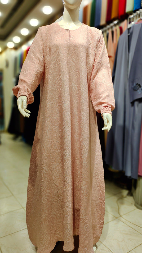 SH Fukro Front Close Maxi Abaya-Peach