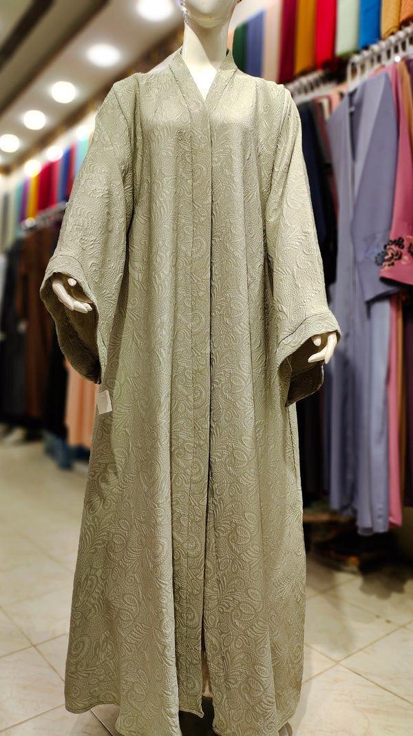 SH Fukro Abaya – Front Open-Pistachio Green