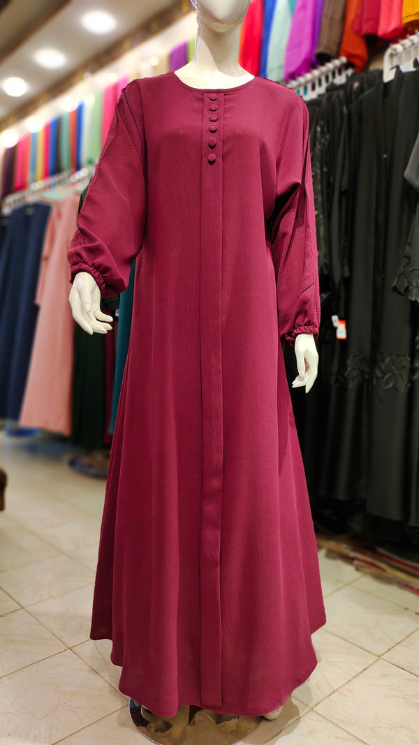 CEY Original Front Close Maxi Style Abaya – Premium Dubai Imported Fabric - Plum