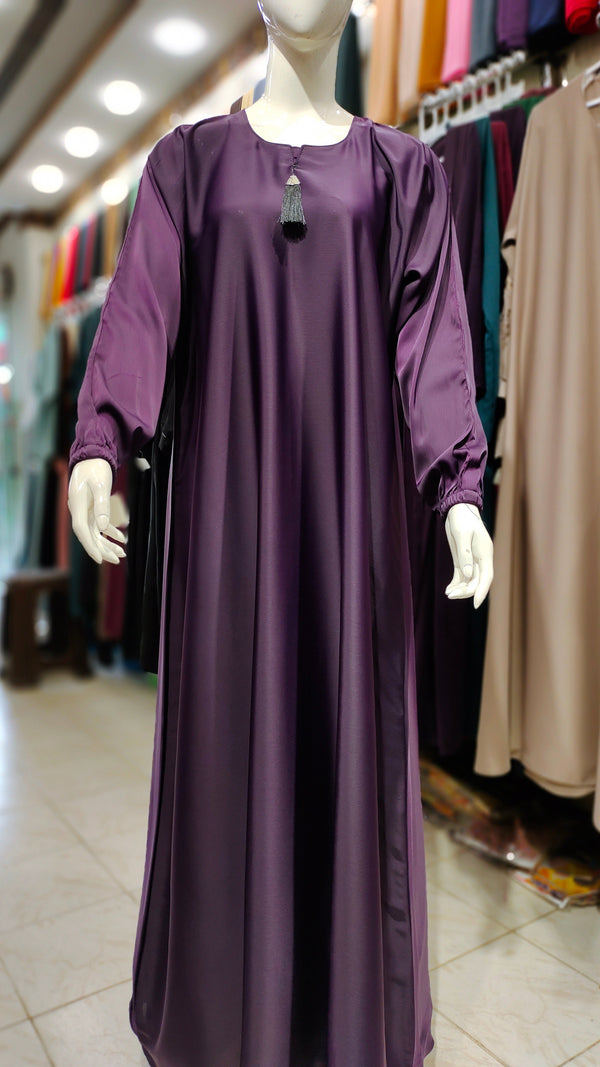 Romantic Silk Abaya – Maxi Style-Purple