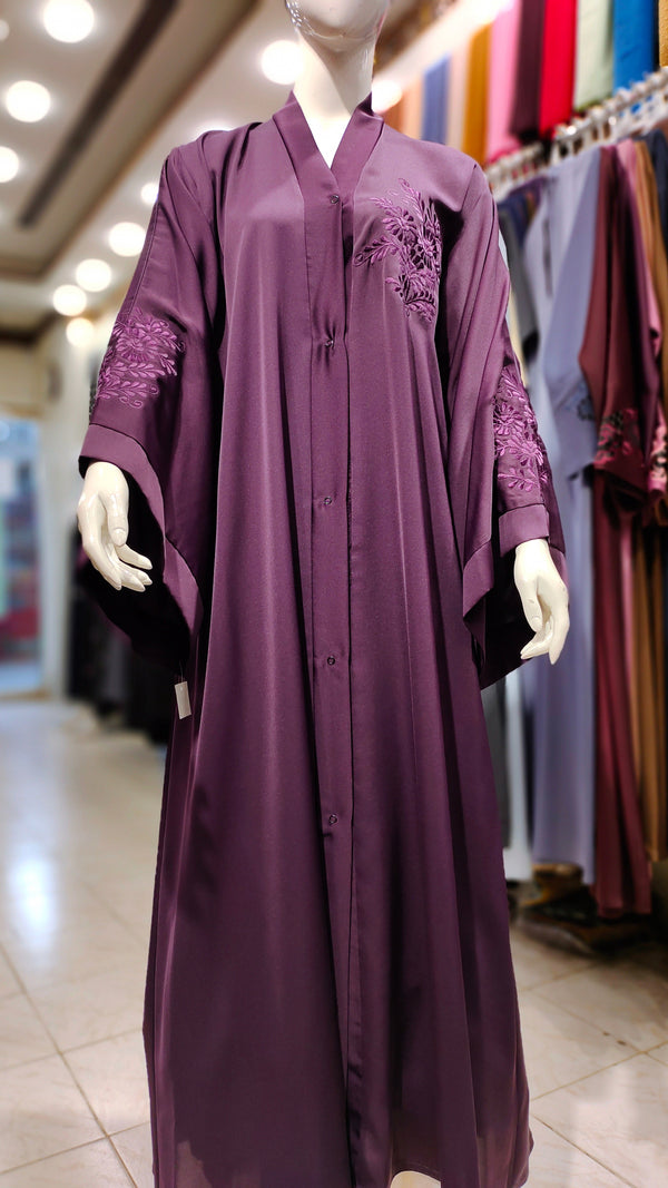 Bunch Karahi Colour Abaya – Front Open-Purple