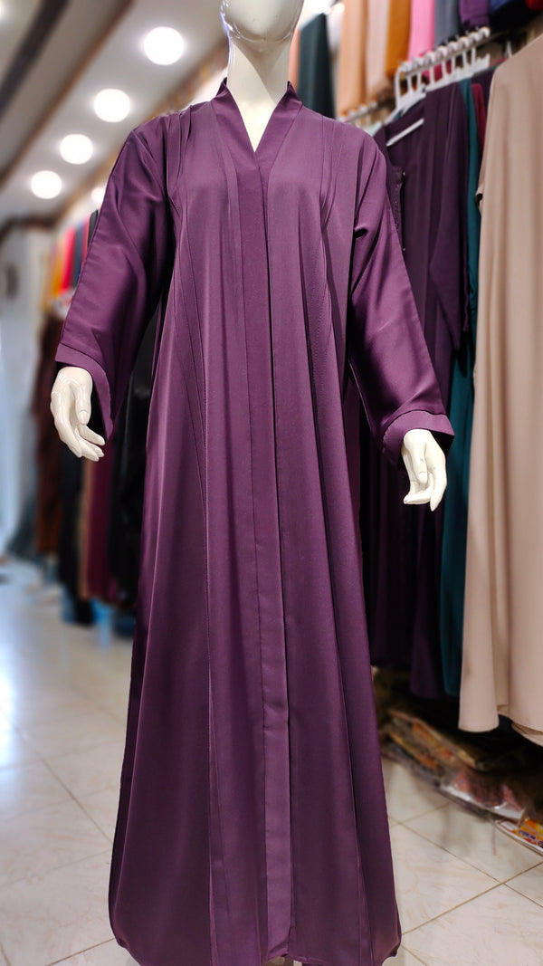Asian Nida Straight Pintex Abaya-Purple
