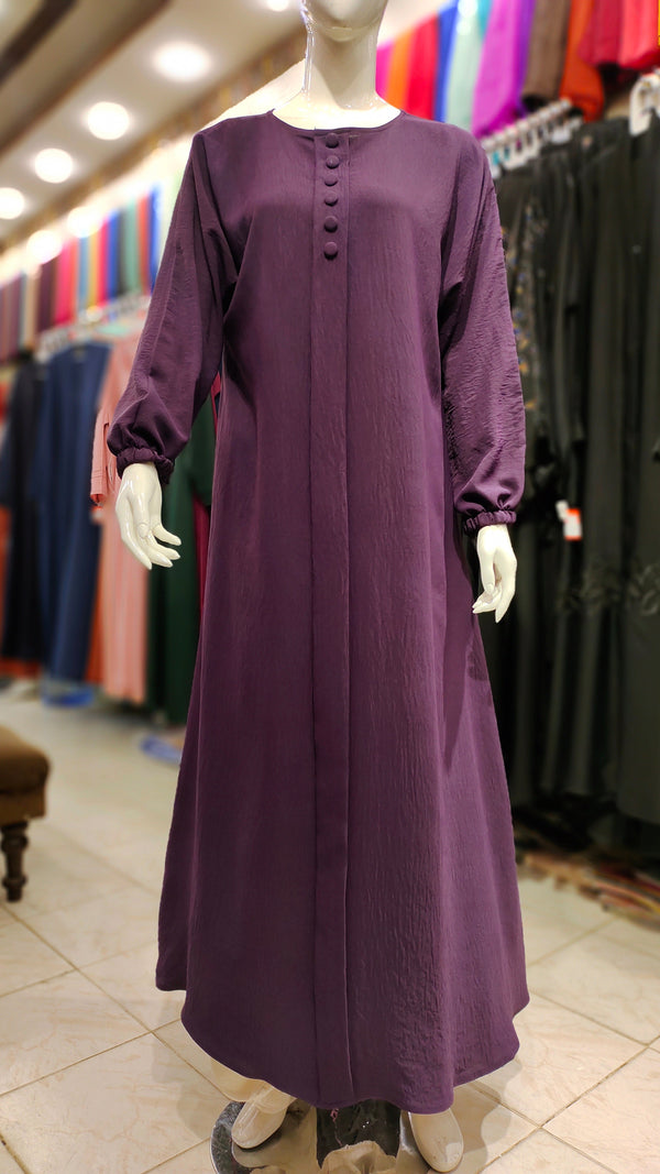 CEY Original Front Close Maxi Style Abaya – Premium Dubai Imported Fabric - Purple