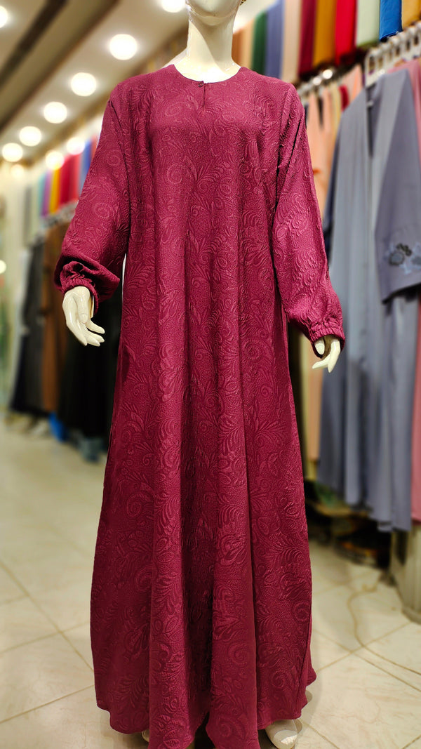 SH Fukro Front Close Maxi Abaya-Reddish