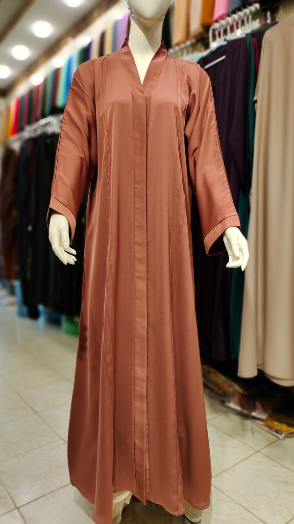 Asian Nida Straight Pintex Abaya-Rust