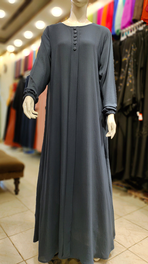 CEY Original Front Close Maxi Style Abaya – Premium Dubai Imported Fabric - School Grey