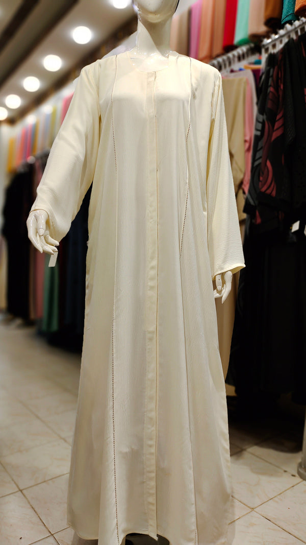 Self DMC Style Abaya – Front Open Design-Skin Cream