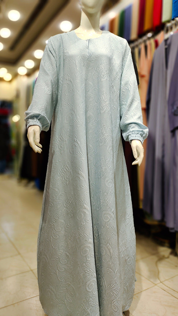 SH Fukro Front Close Maxi Abaya-Sky Blue