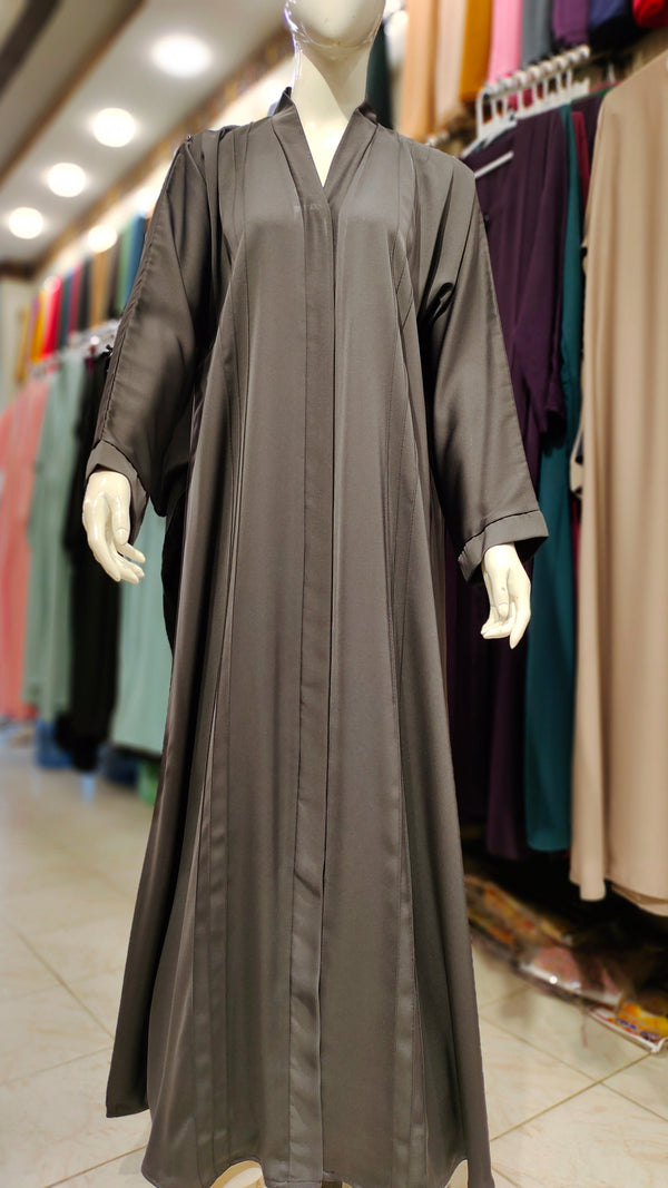 Asian Nida Straight Pintex Abaya-Steel Grey