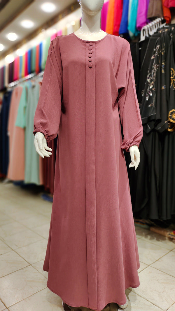 CEY Original Front Close Maxi Style Abaya – Premium Dubai Imported Fabric - Tea Pink