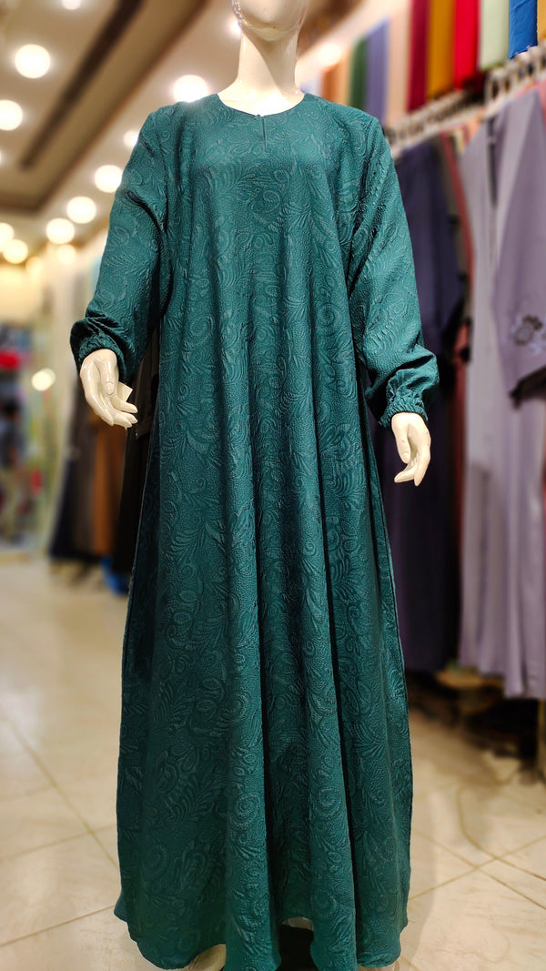 SH Fukro Front Close Maxi Abaya-Teal