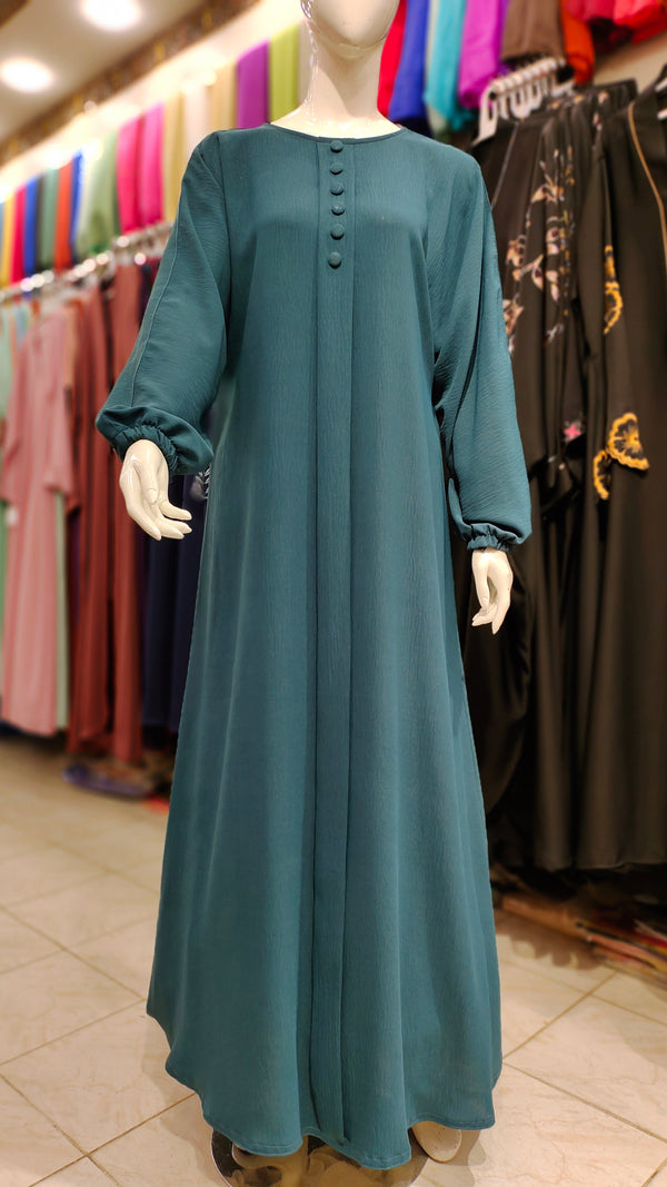 CEY Original Front Close Maxi Style Abaya – Premium Dubai Imported Fabric - Teal