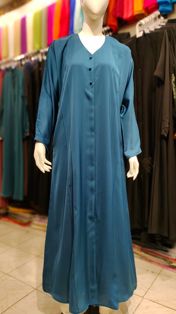 3 Button Front Open Abaya – Nida Fabric Dubai Quality - Teal