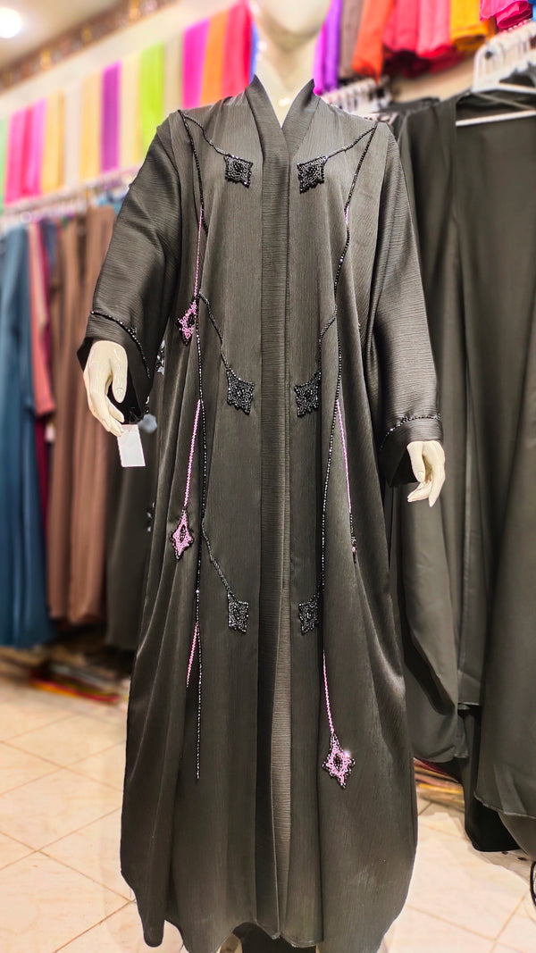 AS Handwork Abaya – Front Open, Zoom Fabric