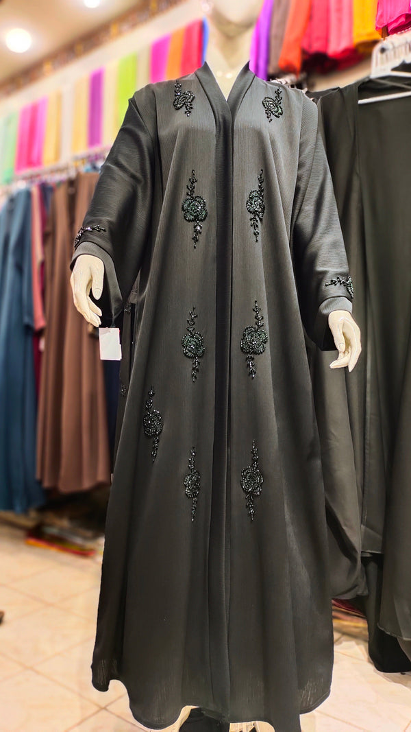 AS Handwork Abaya – Front Open, Zoom Fabric