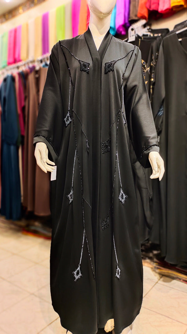 AS Handwork Abaya – Front Open, Zoom Fabric