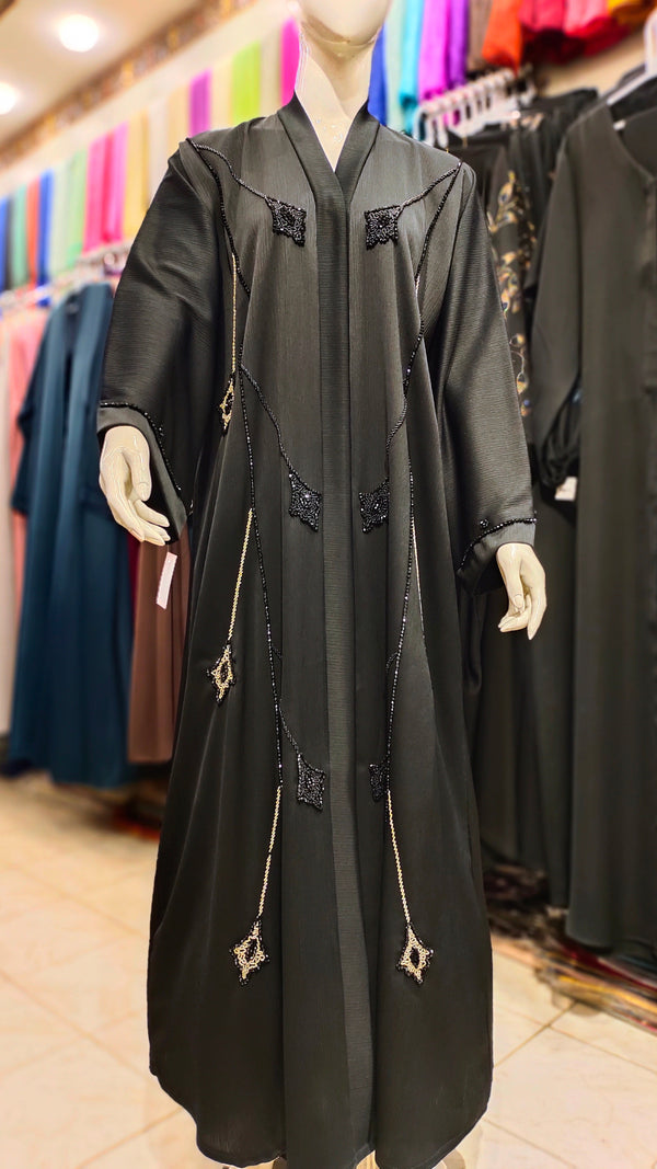 AS Handwork Abaya – Front Open, Zoom Fabric