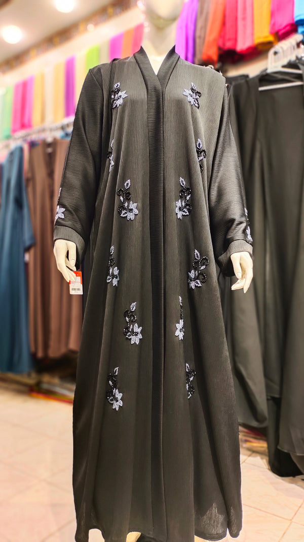 AS Handwork Abaya – Front Open, Zoom Fabric